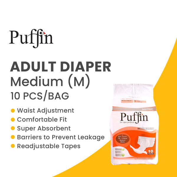 Puffin Adult Diaper Medium (M) 10 Pcs