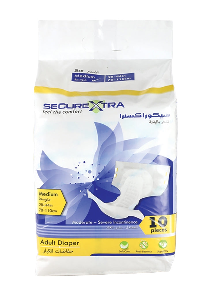 SecureXtra Adult Diaper Medium (M) 10 Pcs – Keeps