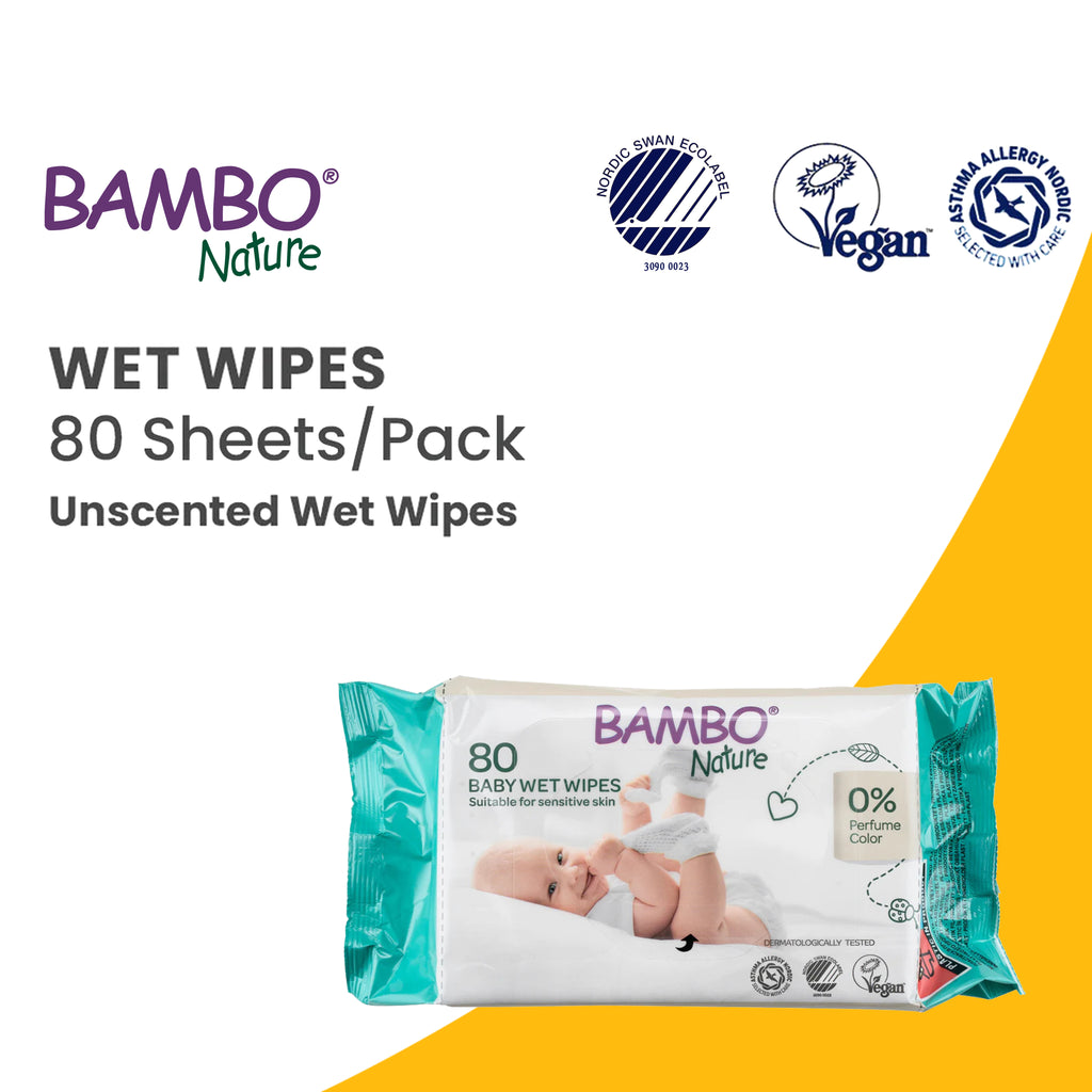 Bambo Nature Baby Wet Wipes Unscented 80 Sheets/Pack