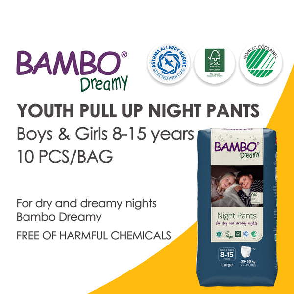Bambo Dreamy Night Pants Boys & Girls 8-15 Years (35-50 Kgs), 10 Pcs