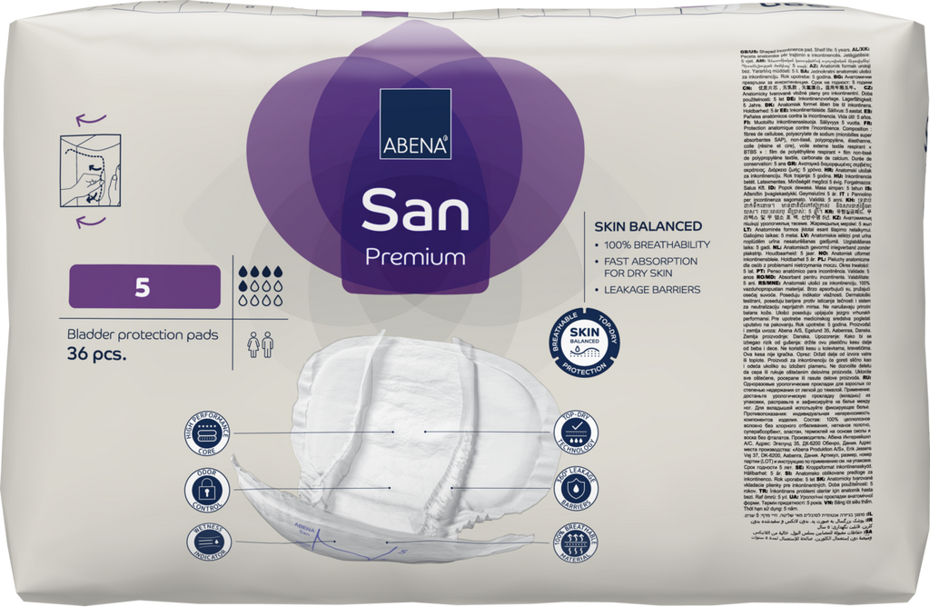 Abena San 5 UNISEX Incontinence Pads 36 Pcs