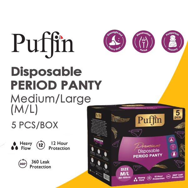 Puffin Disposable Period Panty Medium-Large (M/L), 5Pcs