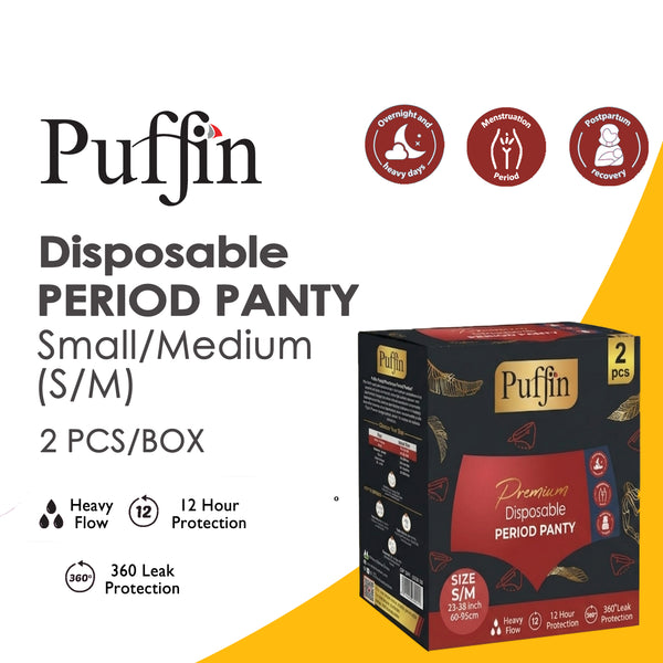 Puffin Disposable Period Panty Small-Medium (S/M), 2Pcs