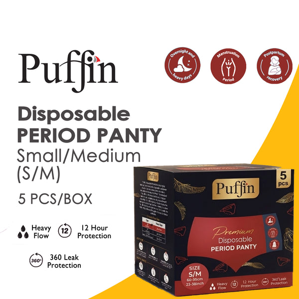 Puffin Disposable Period Panty Small-Medium (S/M), 5Pcs