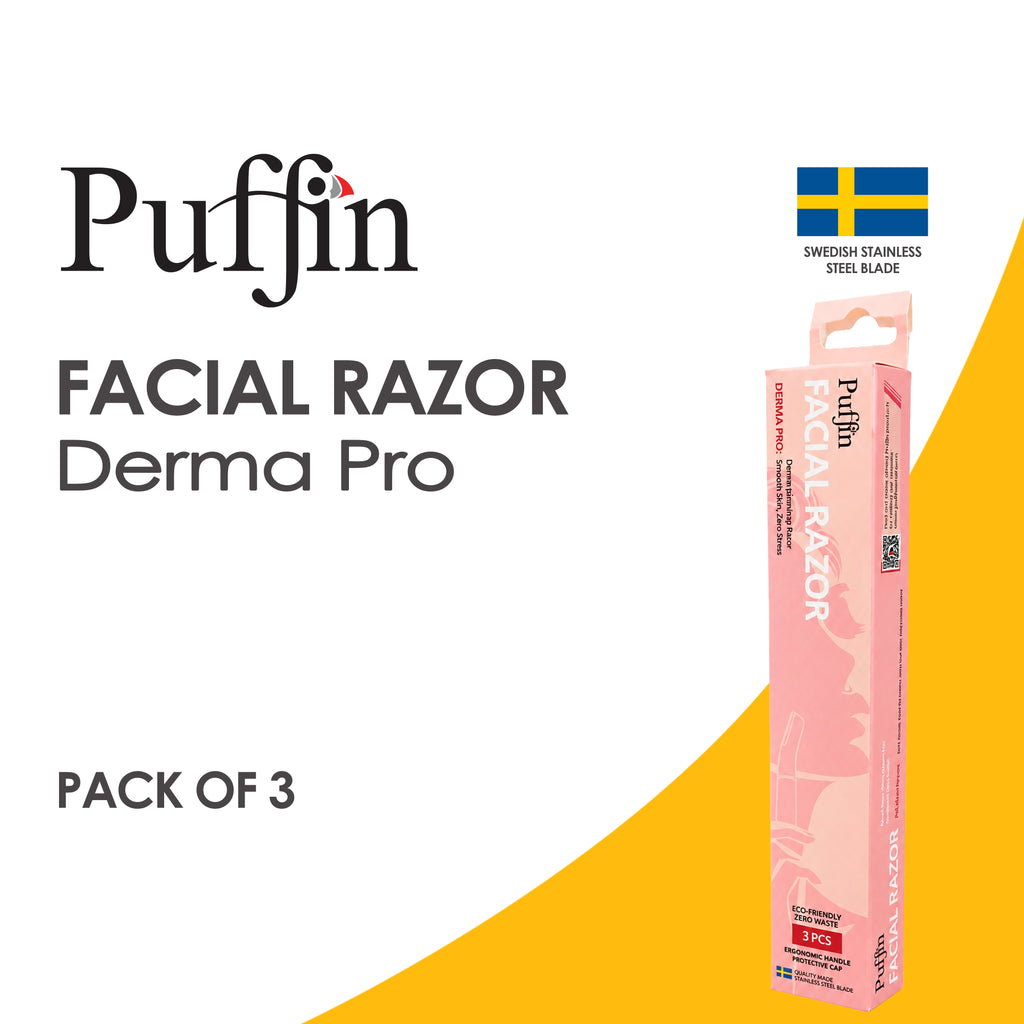 Puffin Facial Razor Derma Pro, Pack of 3