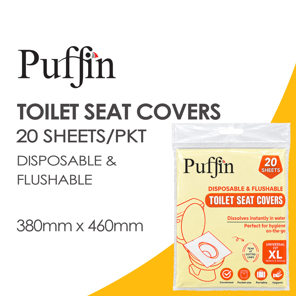 Puffin Disposable Toilet Seat Covers XL - 20 Sheets