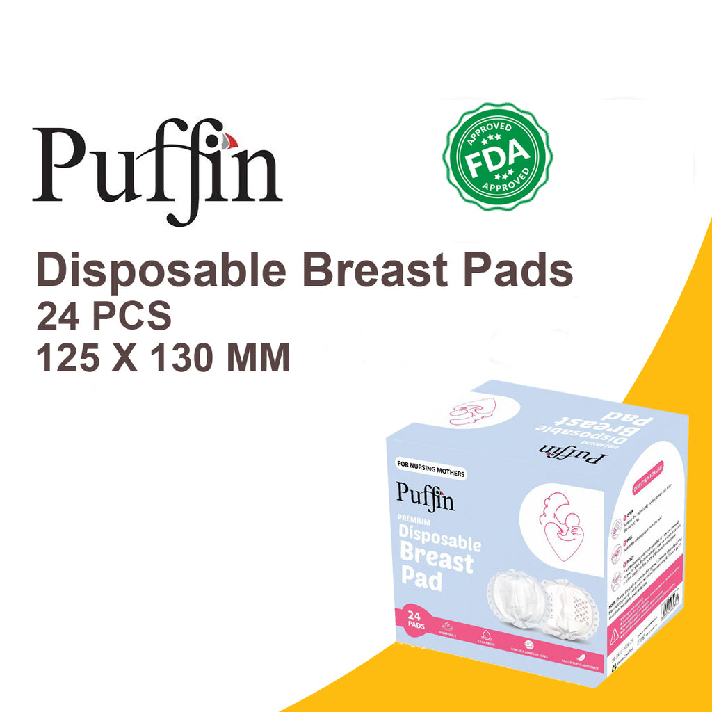 Puffin Disposable Breast Pads 24 Pcs - pad breast are Puffin Disposable Breast Pads 24 Pcs, which are disposable pads for breastfeeding, offering protection and comfort for nursing mothers.