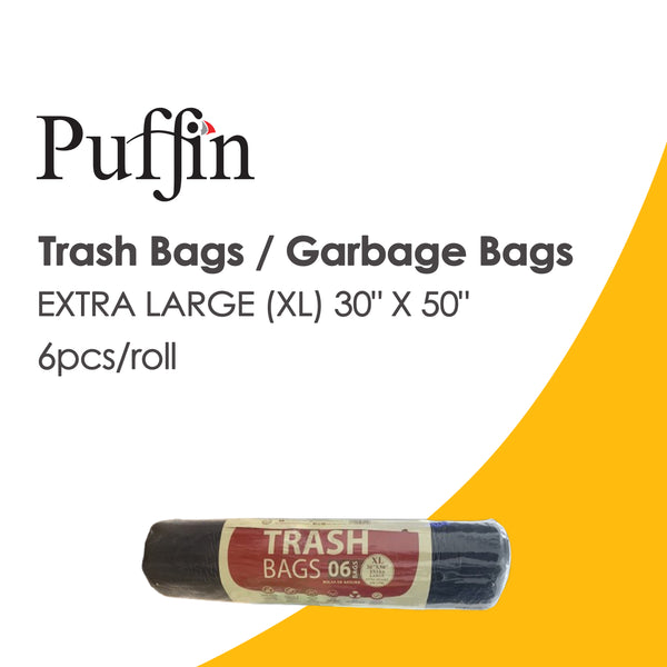 Puffin Trash Bags / Garbage Bags  EXTRA LARGE (XL) 30" X 50" - 6pcs/roll