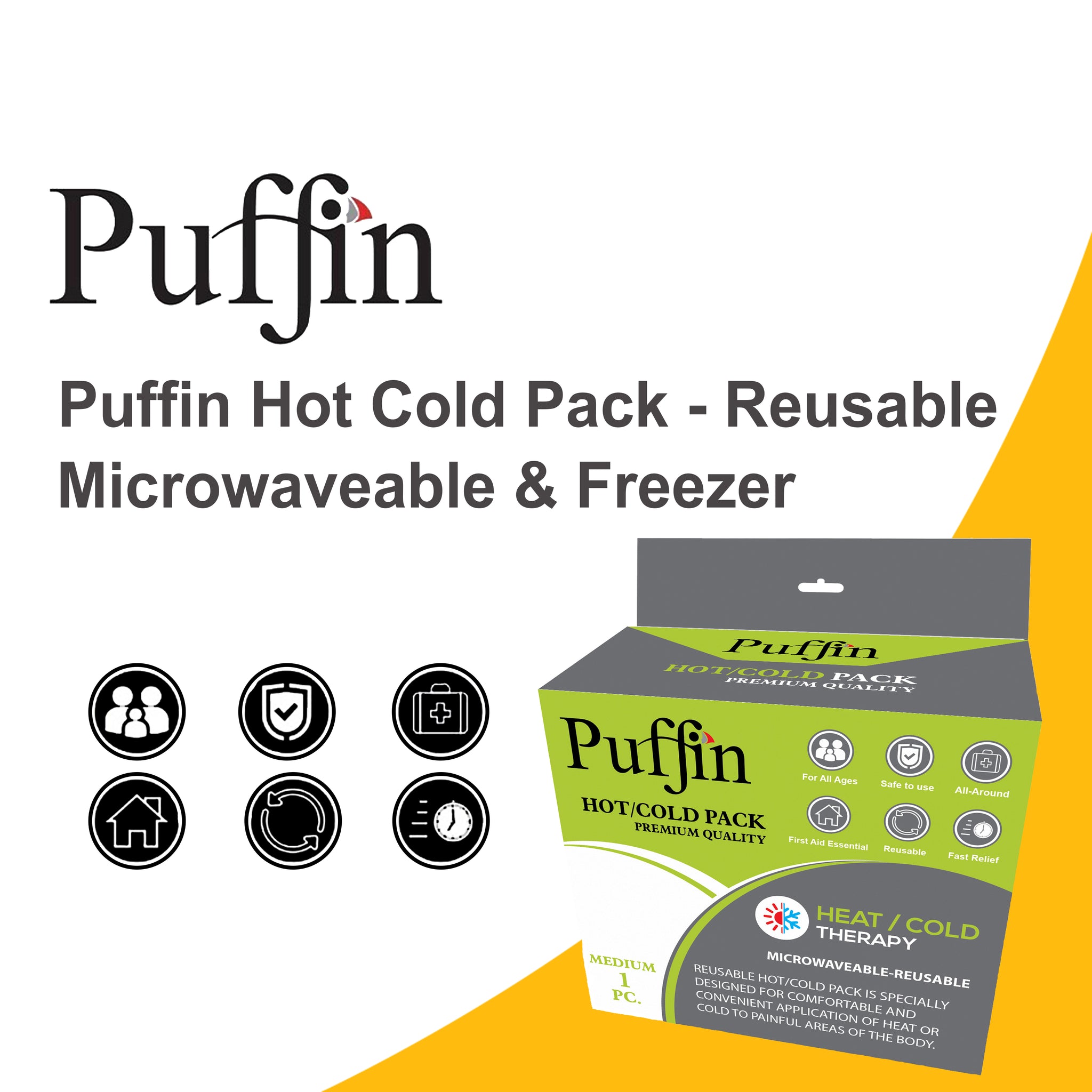 Puffin Hot and Cold Pack- Cold & Heat Pack for Back Pain - Keeps