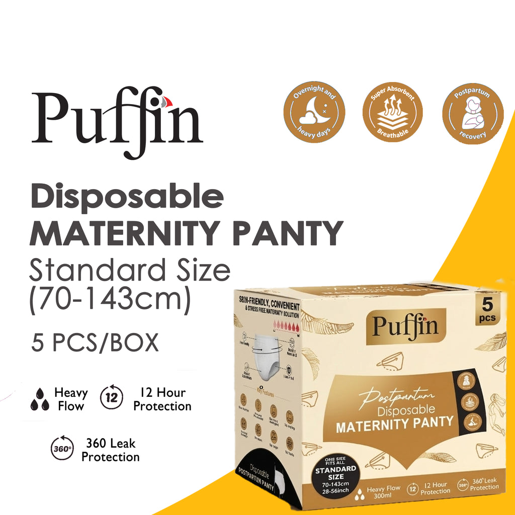 Puffin disposable maternity underwear designed for pregnancy and postpartum recovery with breathable, comfortable support.