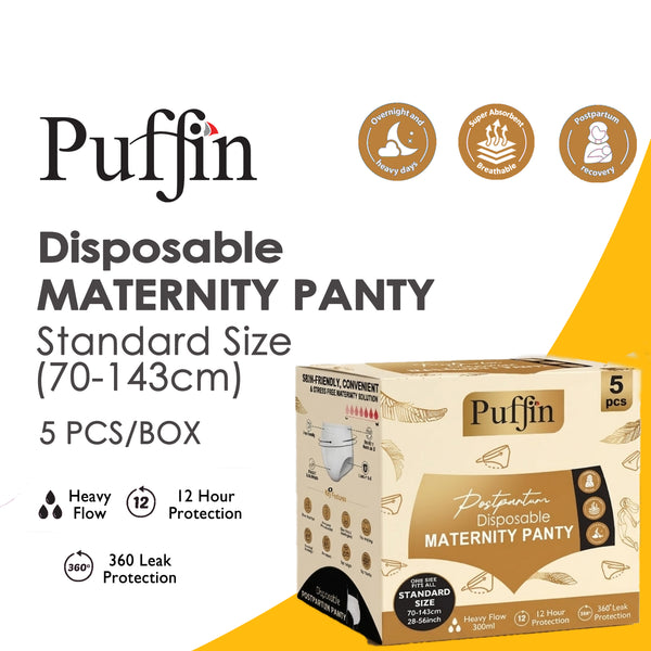 Puffin disposable maternity underwear designed for pregnancy and postpartum recovery with breathable, comfortable support.