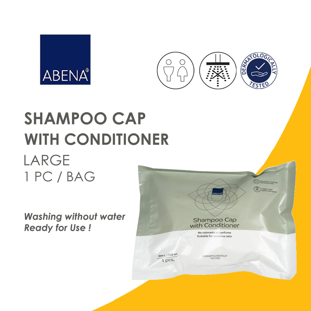 Abena Shampoo Cap with Conditioner -  Washing without Water, Ready for Use, 4-in-1 (Clean, Rinse, Dry, Protect)