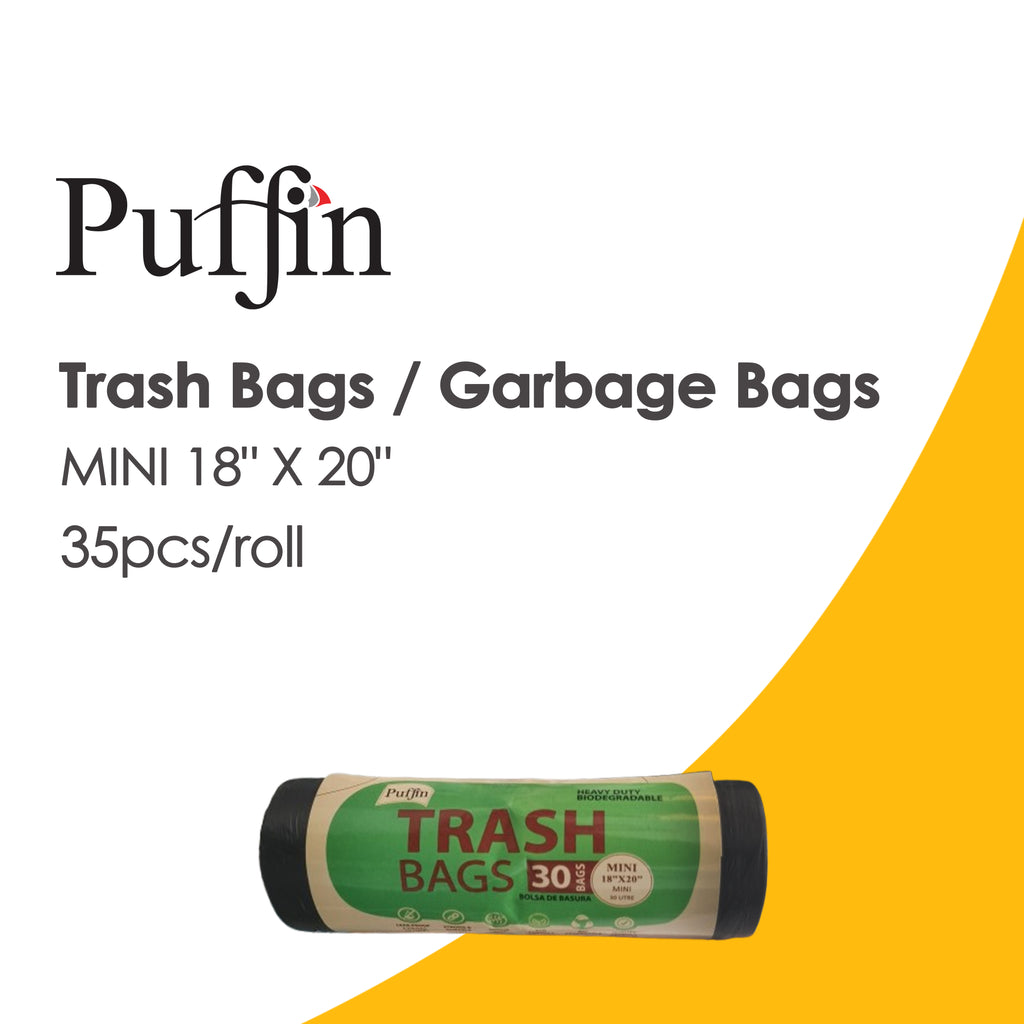 Puffin garbage bag in a kitchen setting.