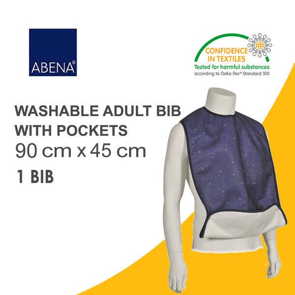 Abena washable bibs for adults, providing comfort and protection during mealtime.