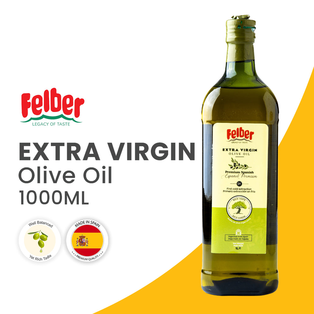 Felber Extra Virgin Olive Oil 1 Ltr. Glass Bottle - Made in SPAIN - HALAL