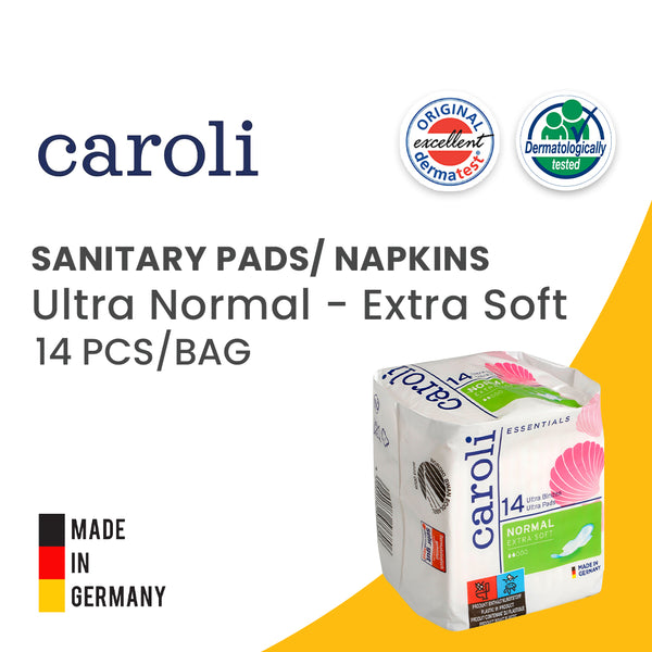 Caroli ULTRA NORMAL Sanitary Pads displayed with Butterfly pads maxi thick for heavy flow.