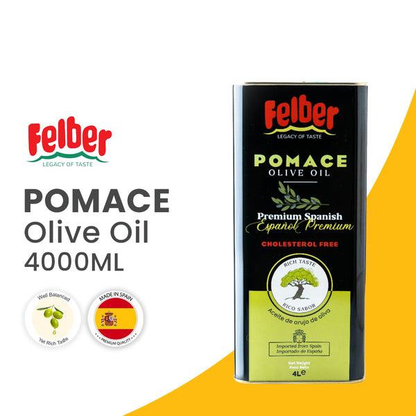 Mundial olive oil , a high-quality pomace oil suitable for cooking and frying. Felber Pomace Olive Oil 4 Ltr. Tin also offers a similar pomace oil option.