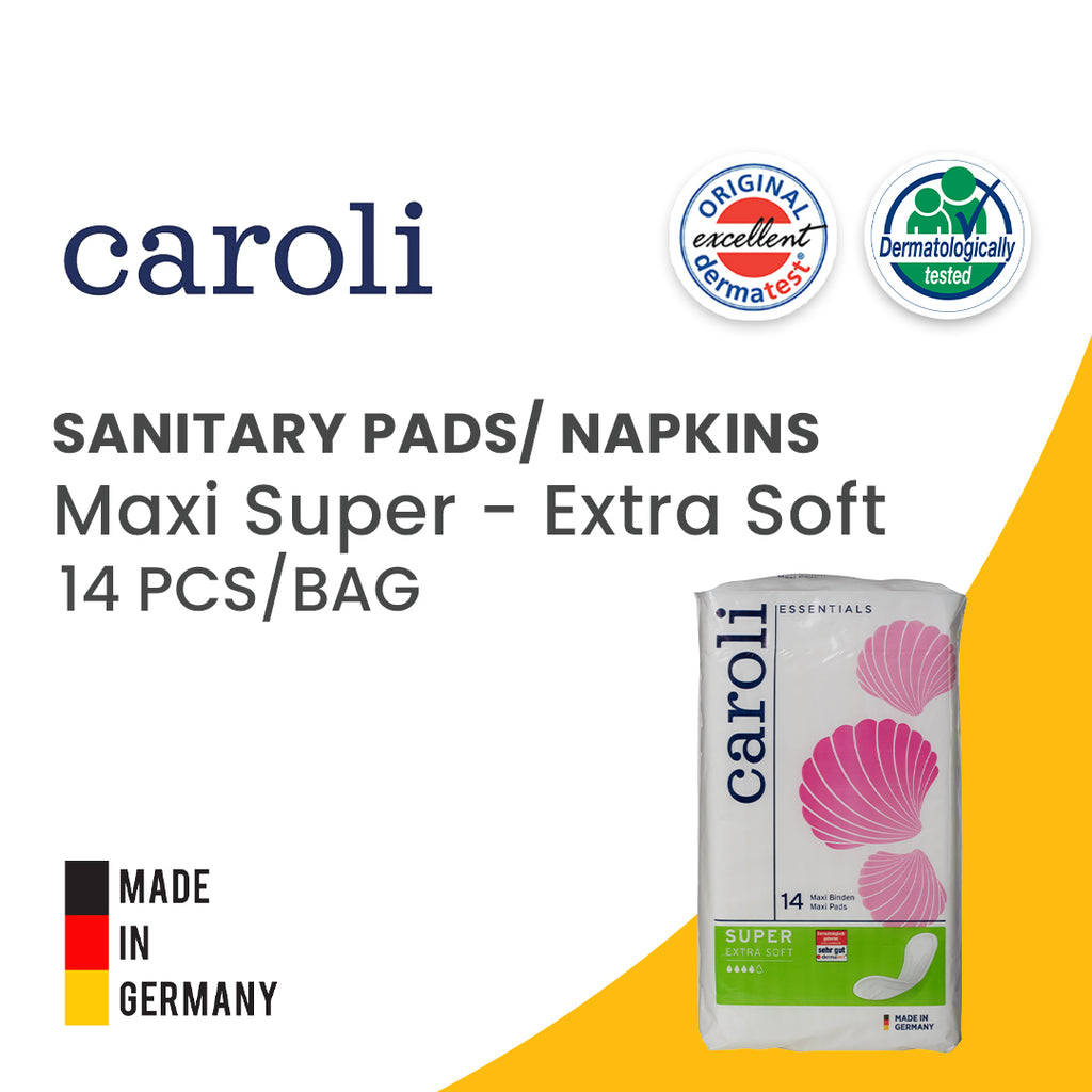 Caroli MAXI SUPER Sanitary Pads featured with Molped pads in a stylish setting.