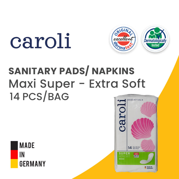 Caroli MAXI SUPER Sanitary Pads featured with Molped pads in a stylish setting.