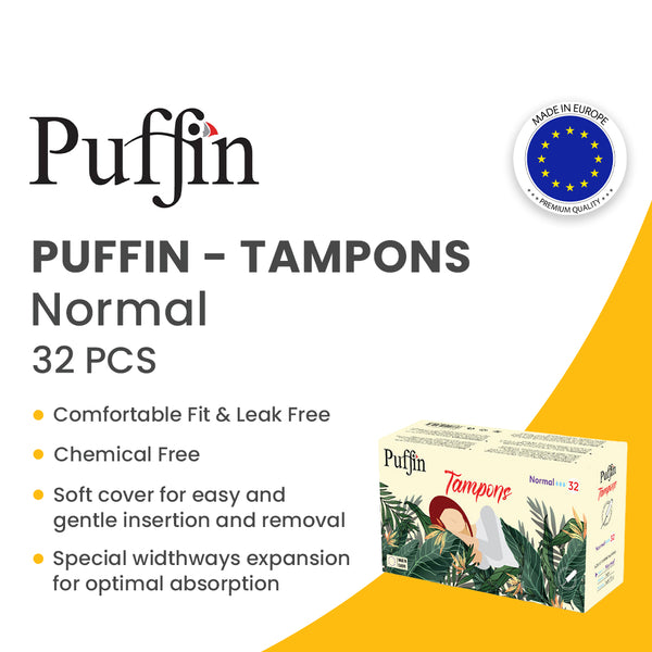 Tampons Available Near Me - Puffin Tampons NORMAL 32 Pcs for Easy Access