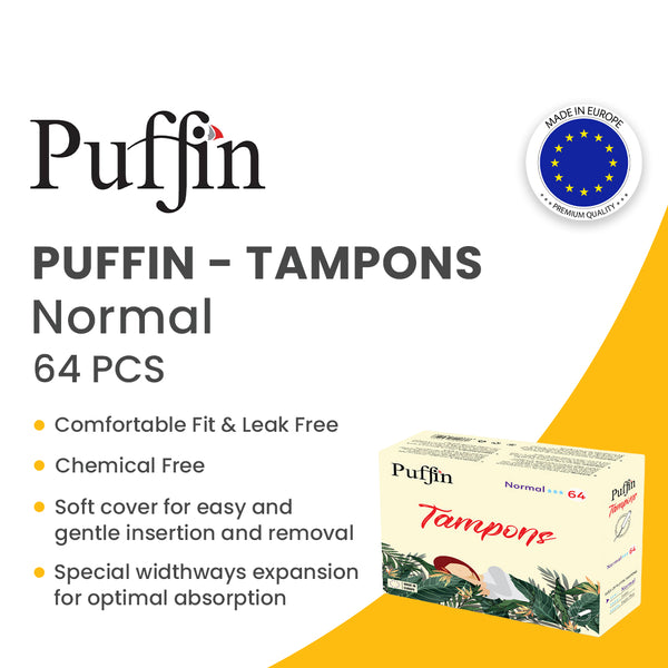 Tampax Tampons -like Product - Puffin Tampons NORMAL 64 Pcs for Trusted Performance