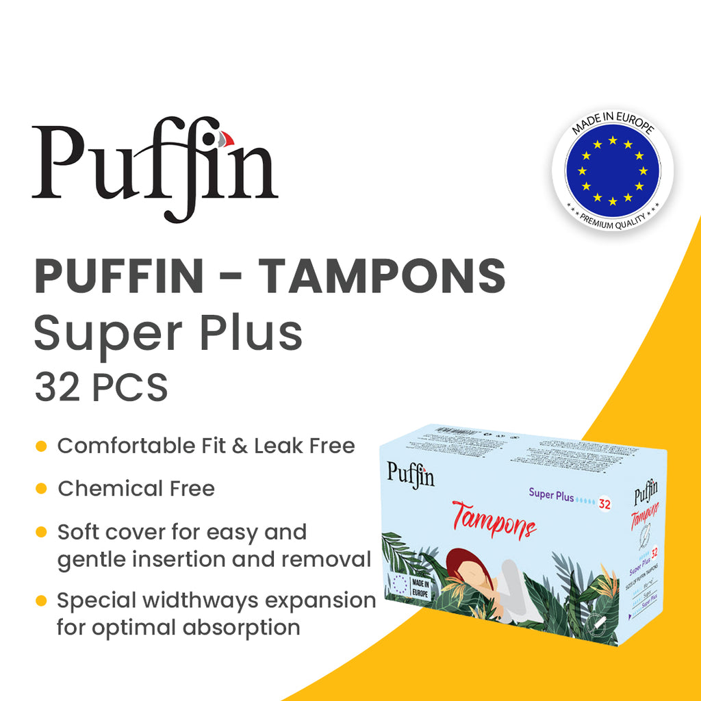 Always Tampons Alternative - Puffin Tampons SUPER PLUS 32 Pcs for Reliable Protection