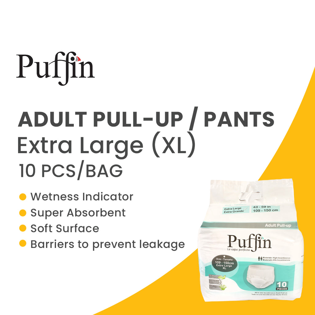 Puffin Adult Pull-up Extra Large use-and-throw panty designed for ultimate comfort.