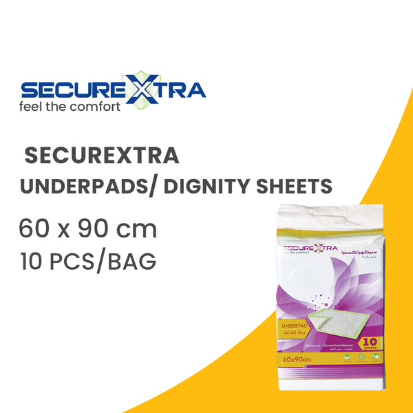 SecureXtra Dignity Sheet showcasing soft and absorbent underpads for ultimate comfort.