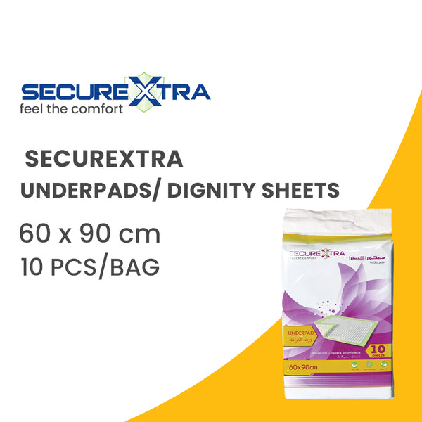 SecureXtra 60x90 cm Dignity Sheet Underpad 10 Pcs