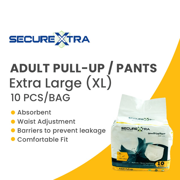 SecureXtra Adult Pull-Ups XL packaging showcasing adult pull up diapers for superior comfort.